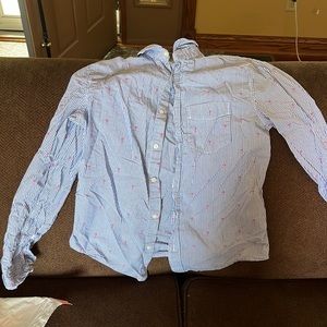 Mens S Blue Button up w/ Palm Trees